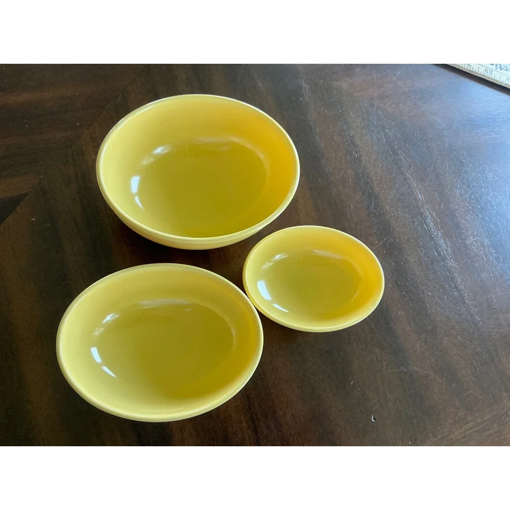 Hutzler Y2K Nesting Bowls Oval Melamine Yellow Set of 3 Retro Kitchen Small